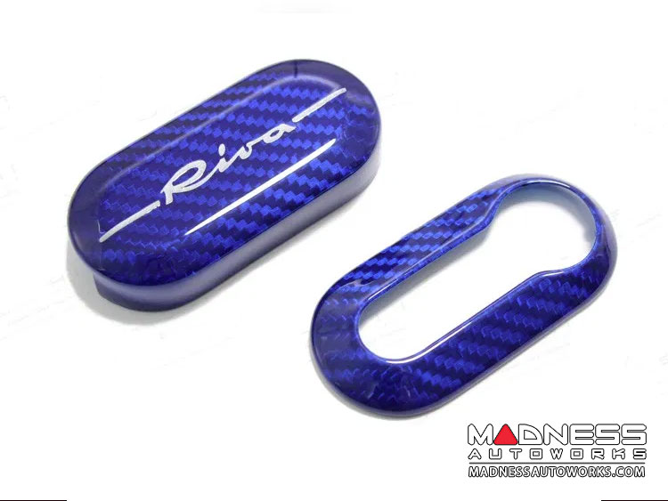 FIAT 500 Key Fob Cover - Carbon Fiber - Rivale Blue